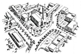 Poble Nou del Delta, Tarragona. Dibujo de Jose Borobio