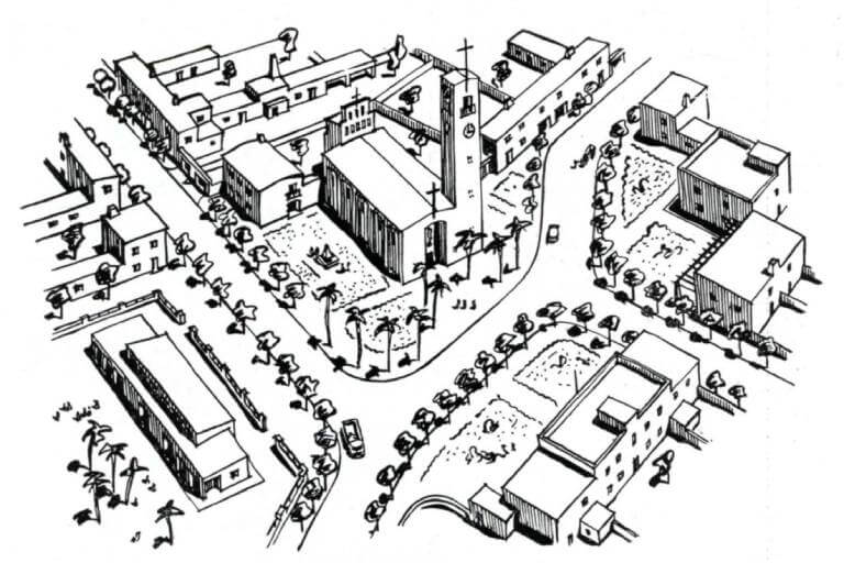 Poble Nou del Delta, Tarragona. Dibujo de Jose Borobio