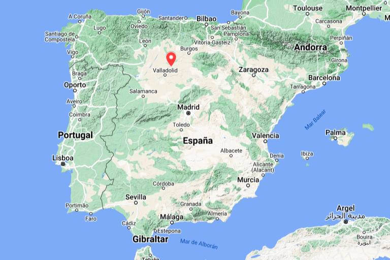 Stuacion de la Basilica de San Juan de Baños (Google maps 2025-02-12)