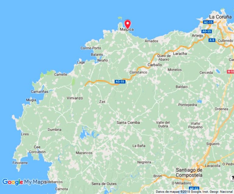 Mapa de Situación de Malpica de Bergantiños (Google Maps 2018-03-07) F