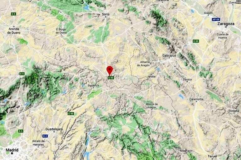 Mapa de situación de Medinaceli (Google maps 2019-08-27)