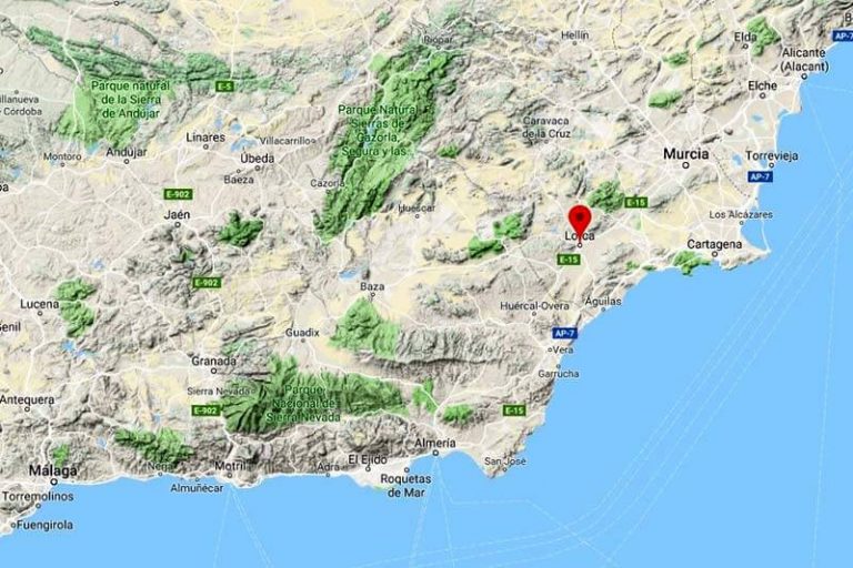 Situación del Castillo de Lorca(Google maps 2019-04-17)