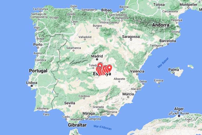 Mapa-de-situació-dels-molins-de-vent-de-La-Mancha-(Google-maps-2024-03-21)
