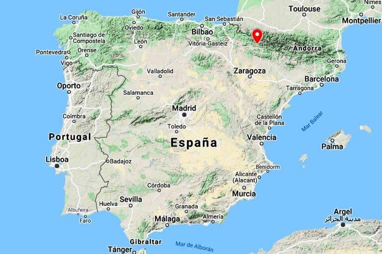 Mapa de situación San Adrian de Sasabe, Huesca (Google maps 2021-01-07)
