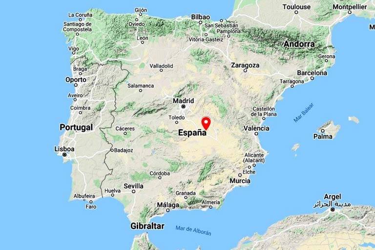 Mapa de situación del Hotel-Spa Palacio Infante Don Juan Manuel, Belmonte, Cuenca (Google maps 2022-05-27)