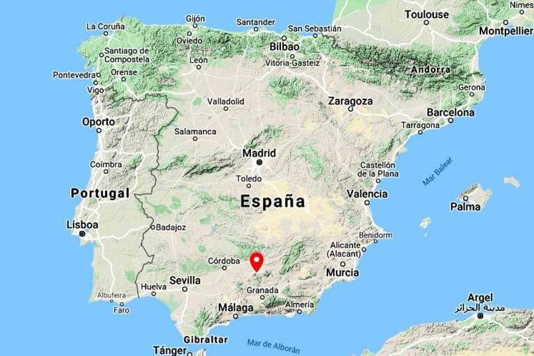 Mapa de situación del Castillo de Santa Catalina, Jaen (Google maps 2020-08-20)