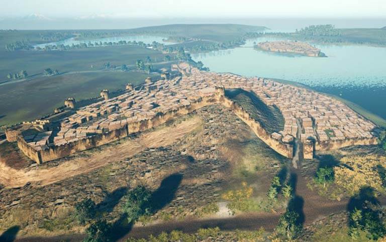 Recreación del poblado ibero de Ullastret (Girona)