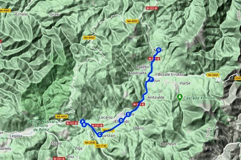 Baztan Itinerario (Google Maps 2020-07-24)