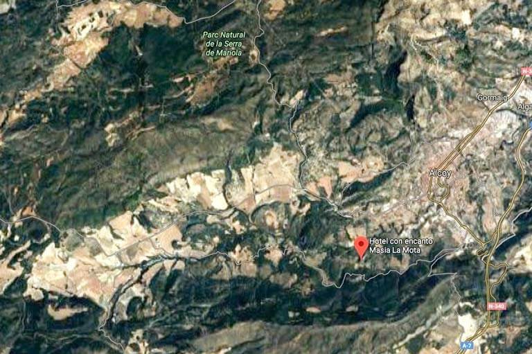 Situación Hotel Masia La Mota (Google maps 2019-12-08)