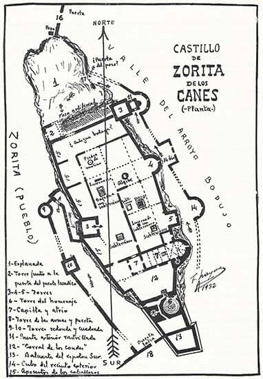 Plano de 1932, Castillo de Zorita de los Canes, Guadalajara