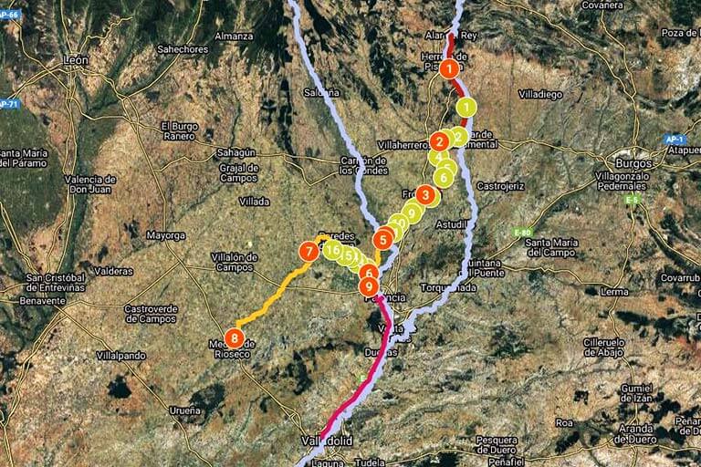 Canal de Castilla. Arquetas y canales(Google maps 2022-01-14)