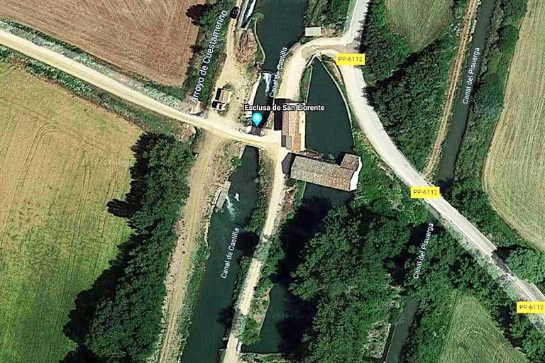 Canal de Castilla. Esclusa 14 (Google maps 2021-12-20)