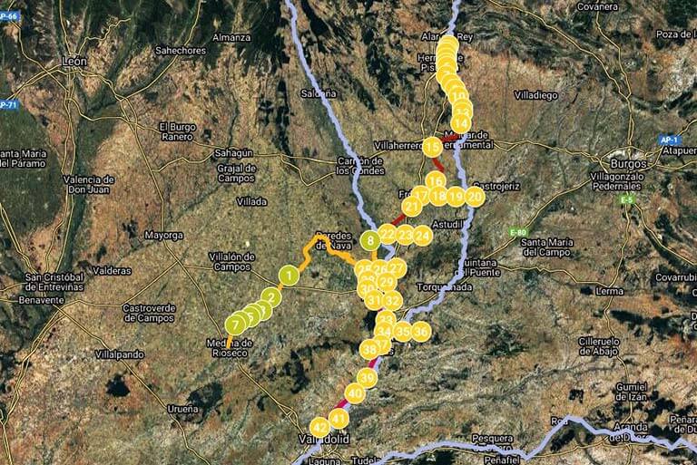 Canal de Castilla. Esclusas (Google maps 2022-01-13)