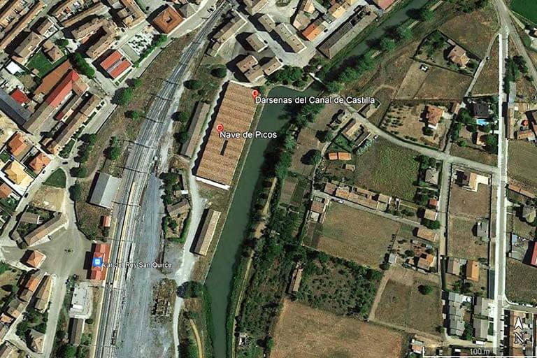 Canal de Castilla. Darsena de Alar del Rey (Google earth 2021-12-08)