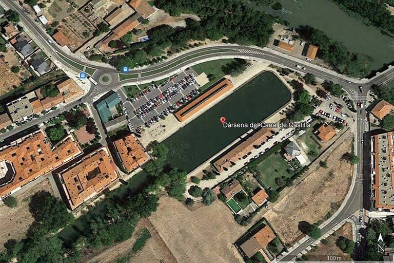 Canal de Castilla. Darsena de Palencia (Google earth 2021-12-08)