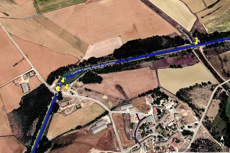 Canal de Castilla. Zona de Abarca de Campos (Google earth 2020-01-20)