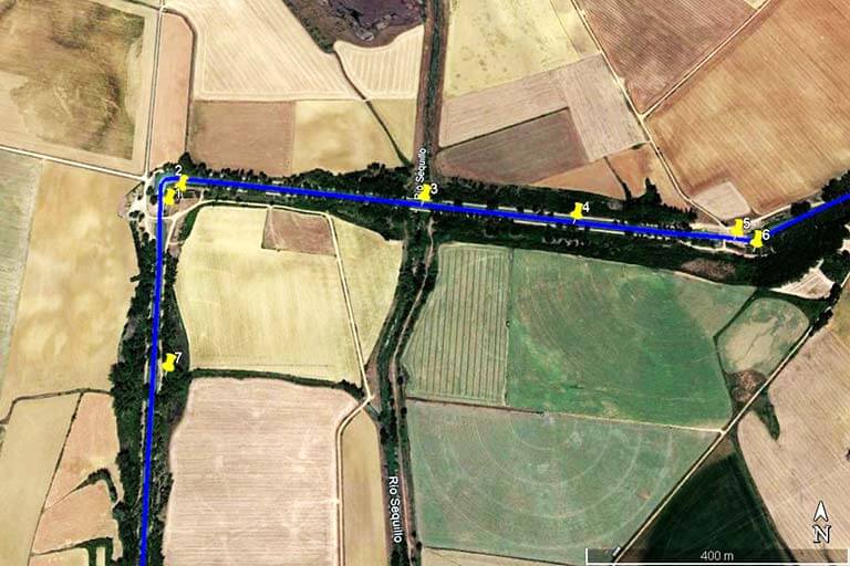 Canal de Castilla. Zona del rio Sequillo (Google earth 2022-01-27)