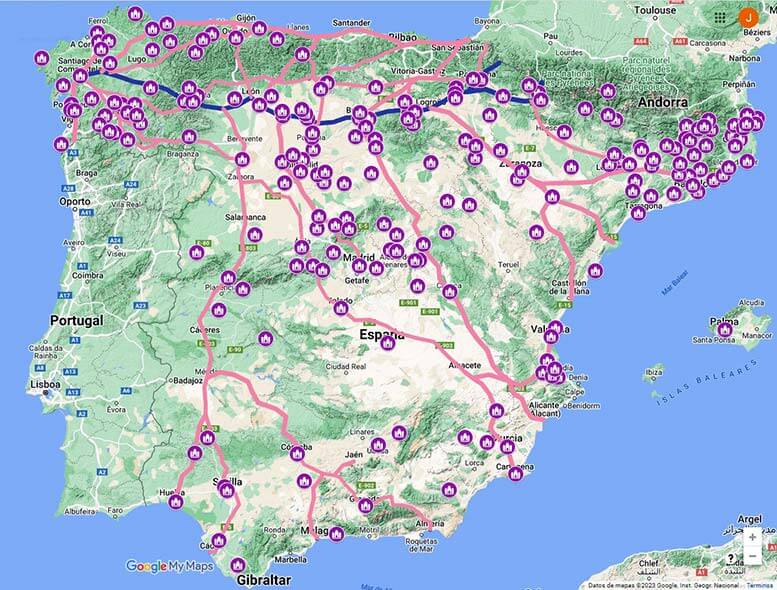 Monasterios-y-Caminos-de-Santiago (Elaborado sobre Google My Maps)