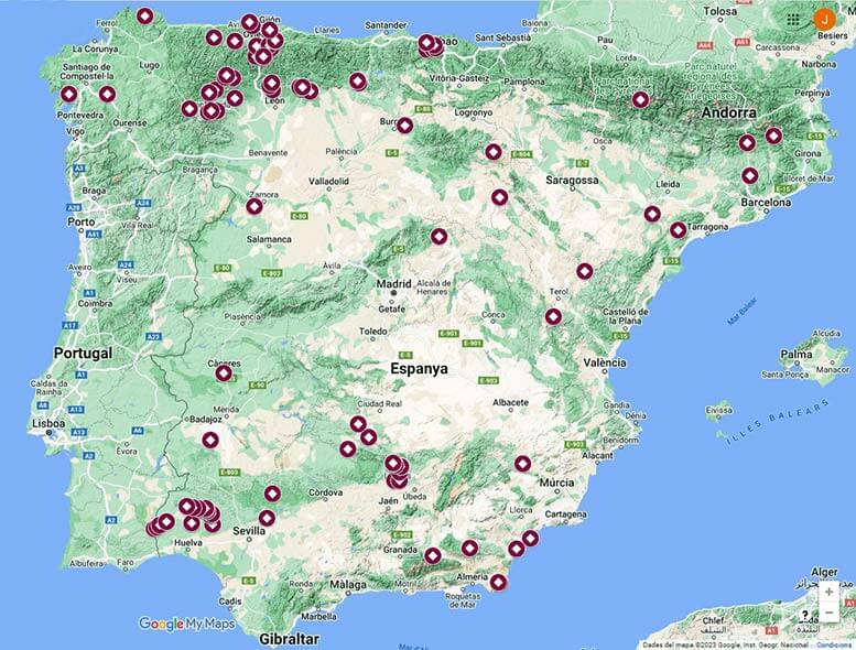 Mapa poblats miners (Elaborat sobre Google My Maps)